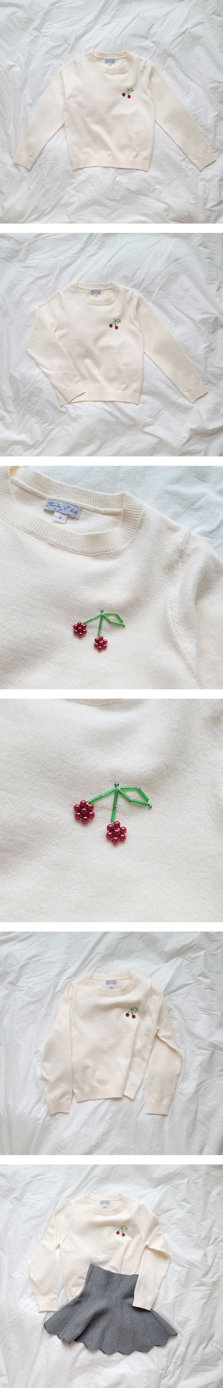T.j - Korean Children Fashion - #discoveringself - Cherry Bead Knit - 2