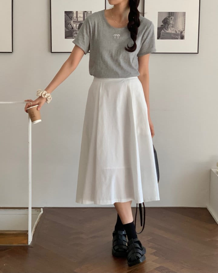 Taejoon - Korean Women Fashion - #momslook - Ribbon Tee - 2