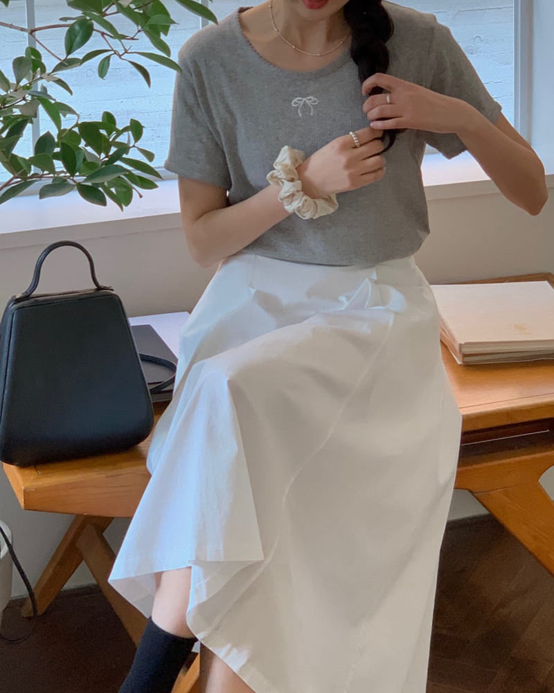 Taejoon - Korean Women Fashion - #womensfashion - Ribbon Tee - 7