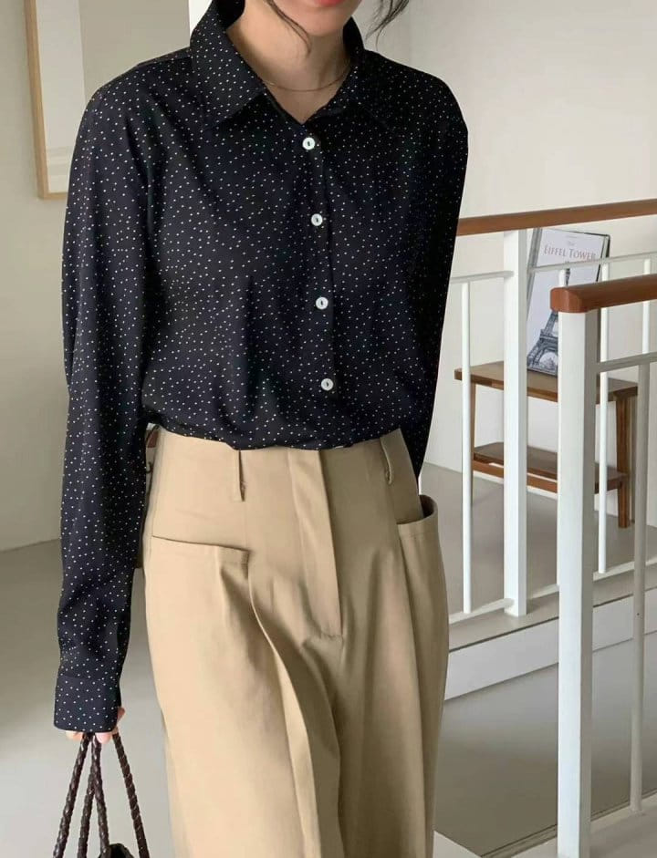 Taf - Korean Women Fashion - #momslook - Pom Pom Dot Blouse