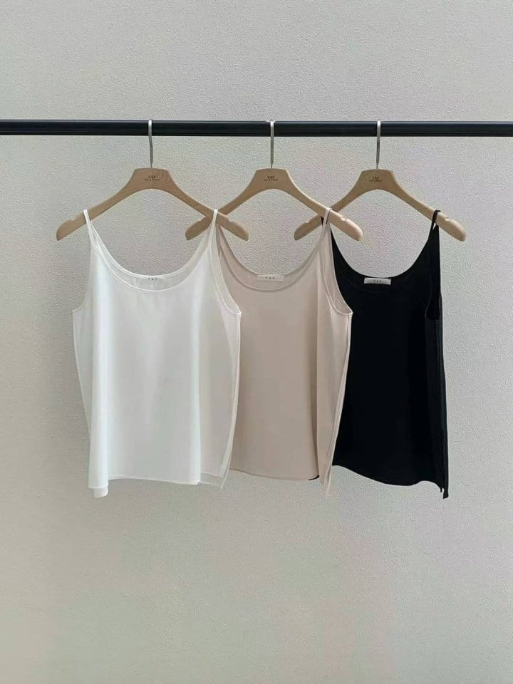 Taf - Korean Women Fashion - #womensfashion - Line Silky Sleeveless Tee - 2