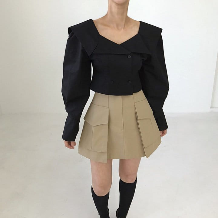 Twomoon - Korean Women Fashion - #momslook - Collar Square Top - 2