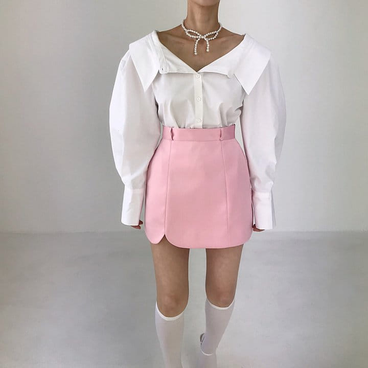 Twomoon - Korean Women Fashion - #momslook - Ribbon Pearl Strap Shirt - 5