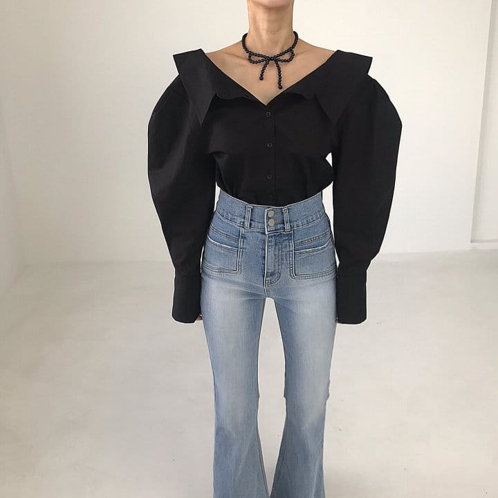 Twomoon - Korean Women Fashion - #womensfashion - Ribbon Pearl Strap Shirt - 6