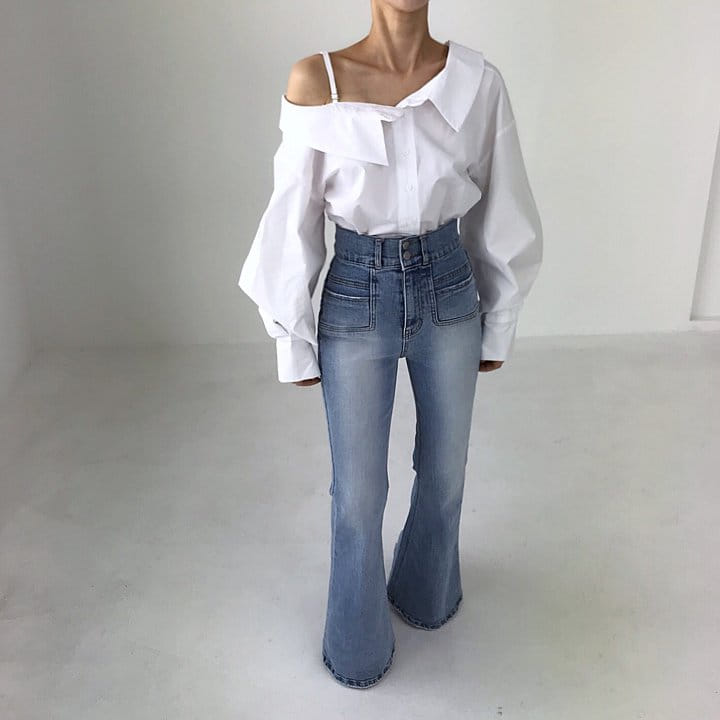 Twomoon - Korean Women Fashion - #womensfashion - Venezia Shoulder White Shirt - 2