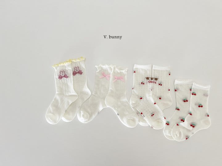 V Bunny - Korean Children Fashion - #kidsstore - Cherry Socks Set - 10