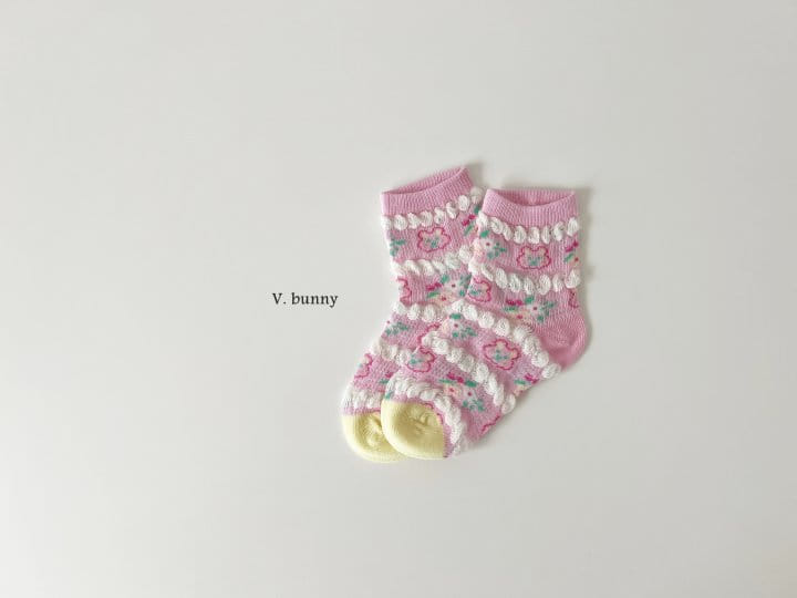 V Bunny - Korean Children Fashion - #kidsstore - Flower Bubble Socks Set - 4