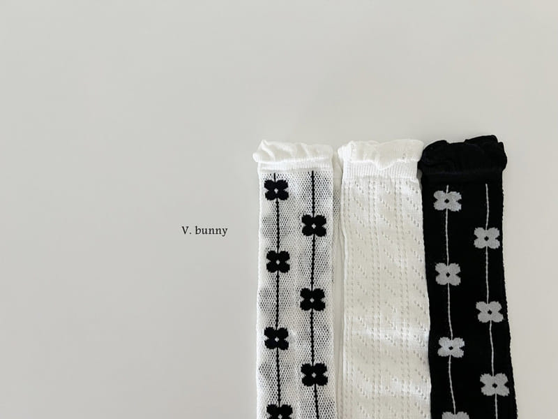 V Bunny - Korean Children Fashion - #littlefashionista - Flower Line Socks Set - 10