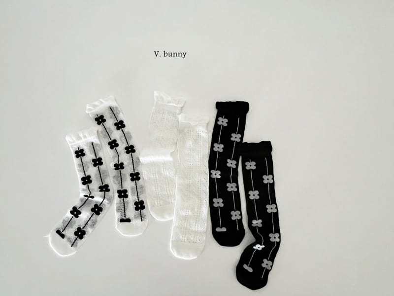 V Bunny - Korean Children Fashion - #magicofchildhood - Flower Line Socks Set - 11