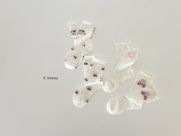 V Bunny - Korean Children Fashion - #prettylittlegirls - Cherry Socks Set - 2