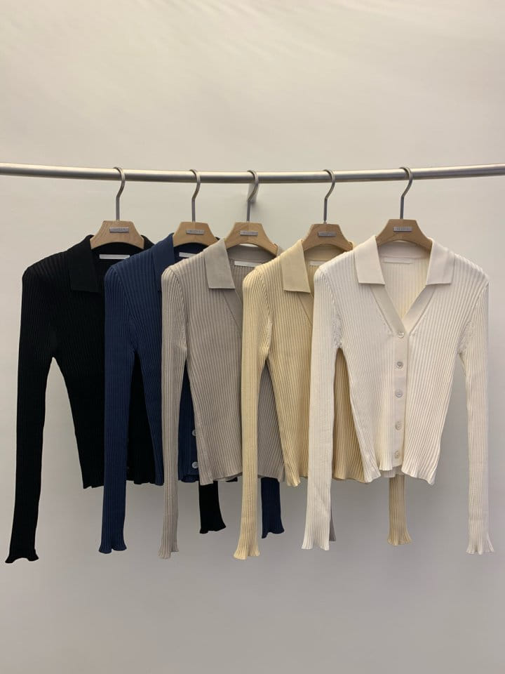 Wida - Korean Women Fashion - #momslook - Rib Collar Cardigan