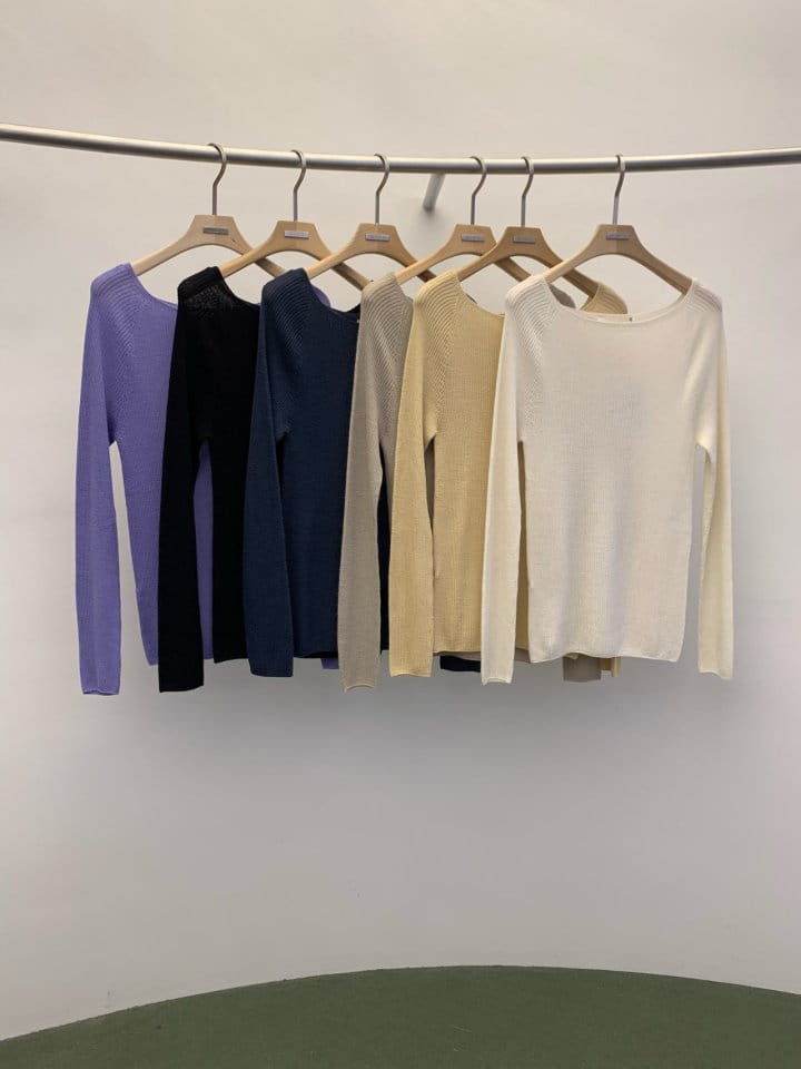Wida - Korean Women Fashion - #momslook - Hogla Rib Boat Neck Knit - 2