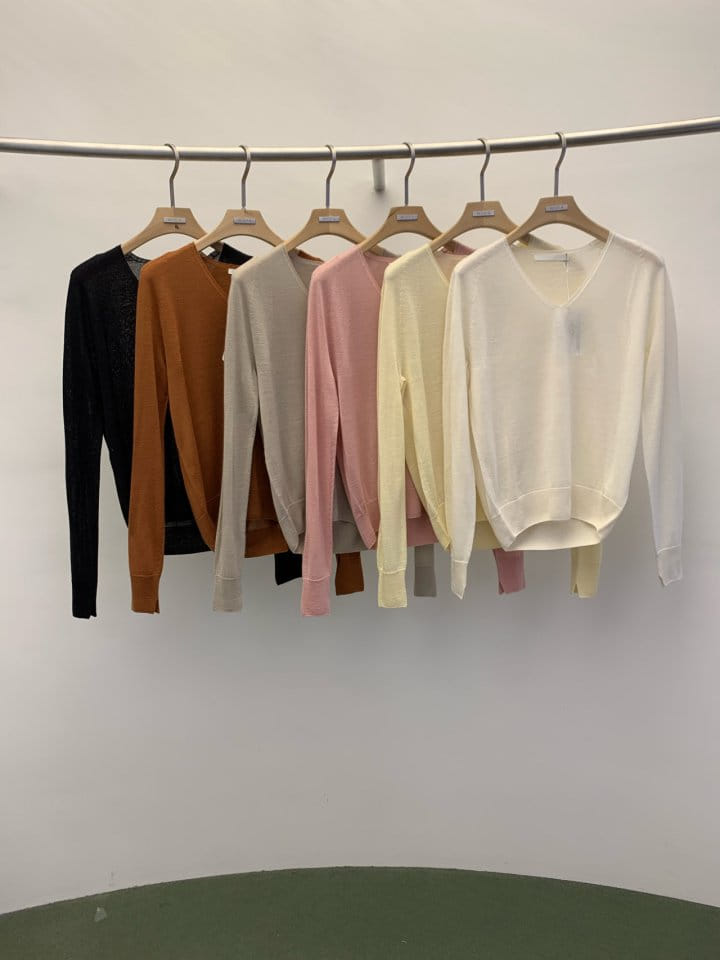 Wida - Korean Women Fashion - #thatsdarling - Hogla V Neck Long Sleeve Knit