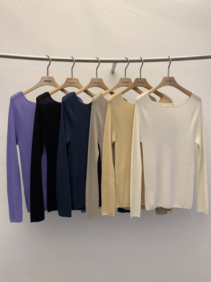 Wida - Korean Women Fashion - #womensfashion - Hogla Rib Boat Neck Knit