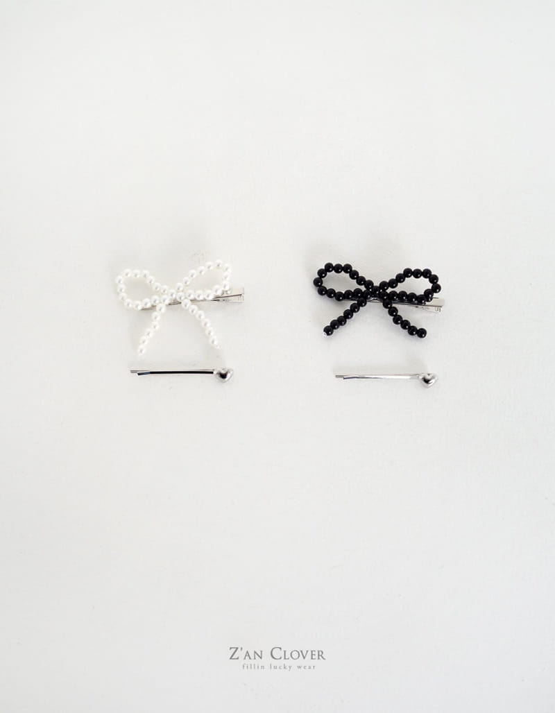 Zan Clover - Korean Children Fashion - #childrensboutique - Pearl Ribbon Pin Set - 2