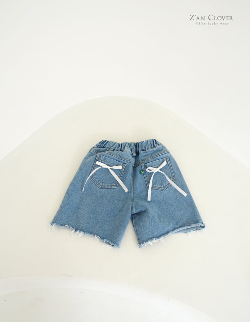 Zan Clover - Korean Children Fashion - #fashionkids - Over Fit Ribbon Denim Shorts - 6