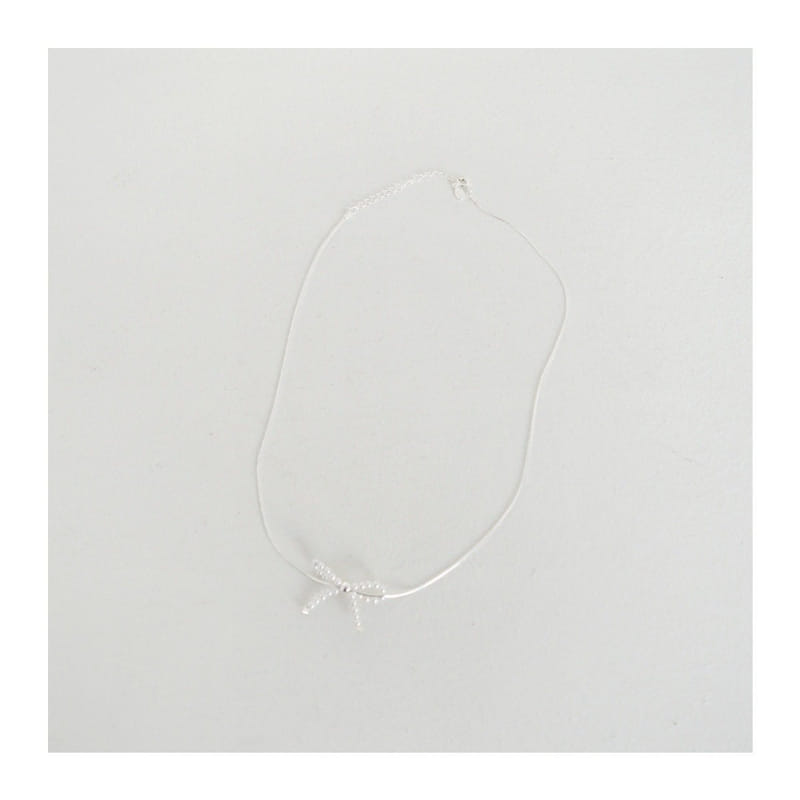 Zan Clover - Korean Children Fashion - #kidsshorts - Silver Ribbon Necklace