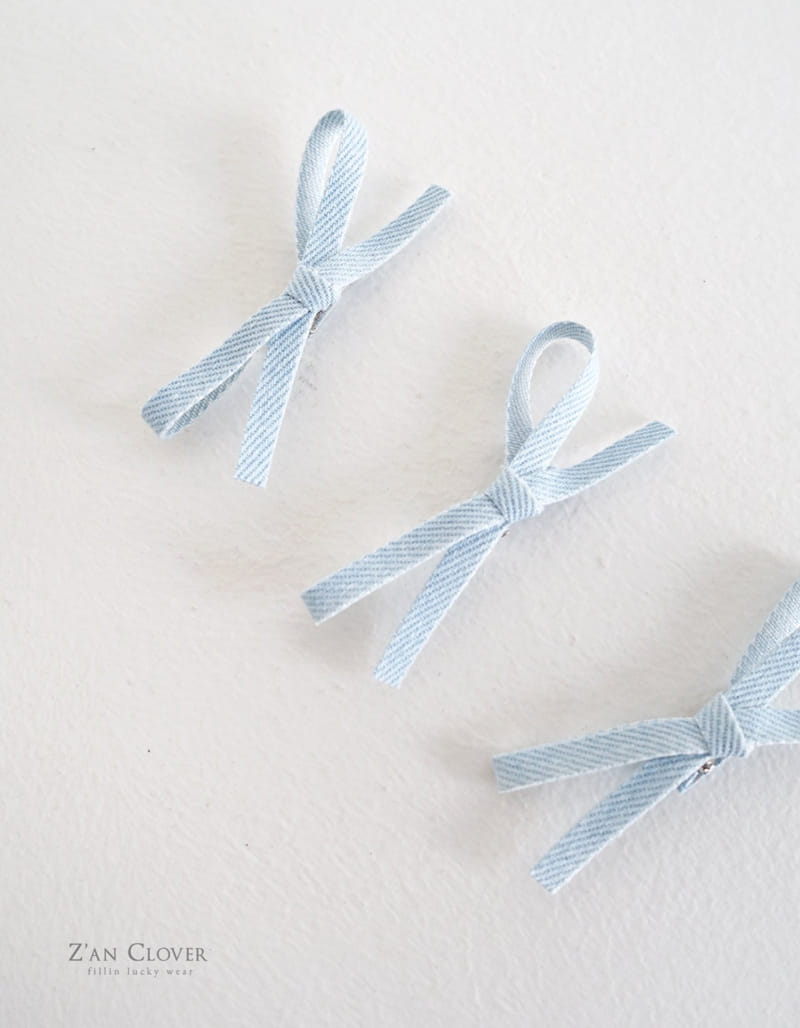 Zan Clover - Korean Children Fashion - #fashionkids - Denim Ribbon Pin Set - 4