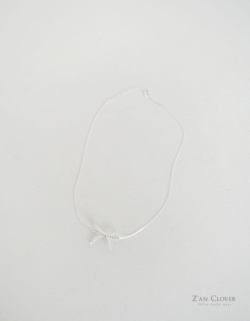 Zan Clover - Korean Children Fashion - #kidsstore - Silver Ribbon Necklace - 2