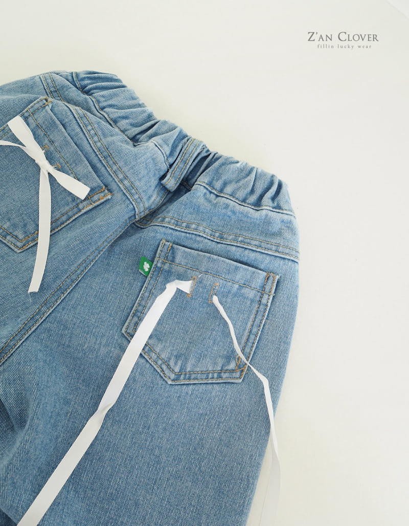 Zan Clover - Korean Children Fashion - #kidsstore - Over Fit Ribbon Denim Shorts - 8