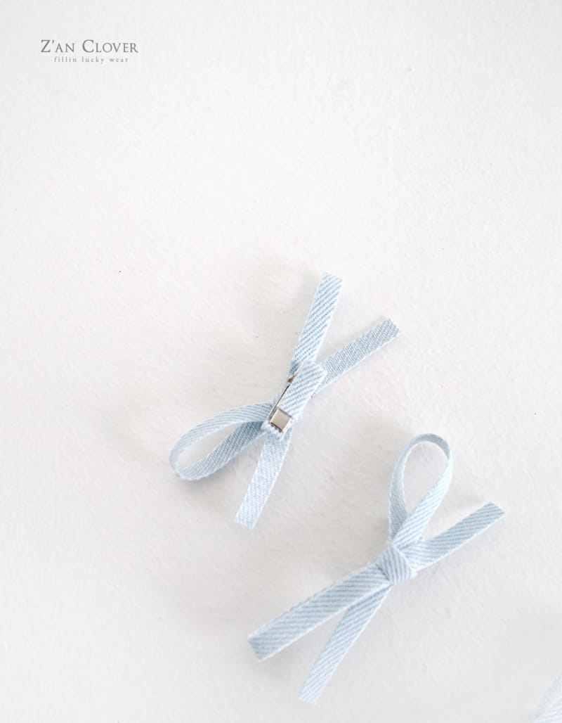 Zan Clover - Korean Children Fashion - #kidsstore - Denim Ribbon Pin Set - 5