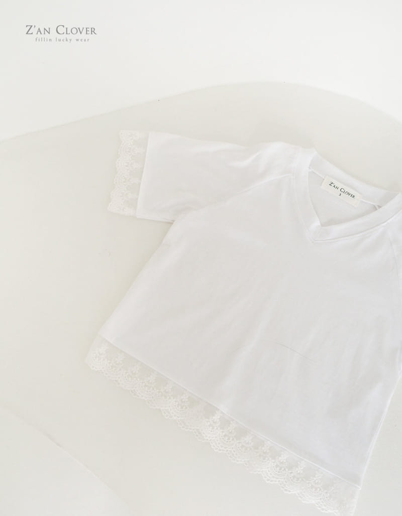 Zan Clover - Korean Children Fashion - #kidsstore - Lace Long Tee - 5