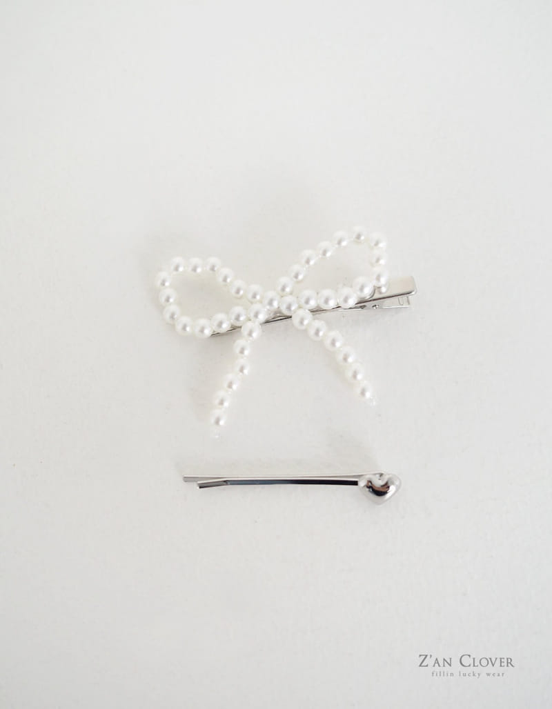 Zan Clover - Korean Children Fashion - #kidsstore - Pearl Ribbon Pin Set - 7