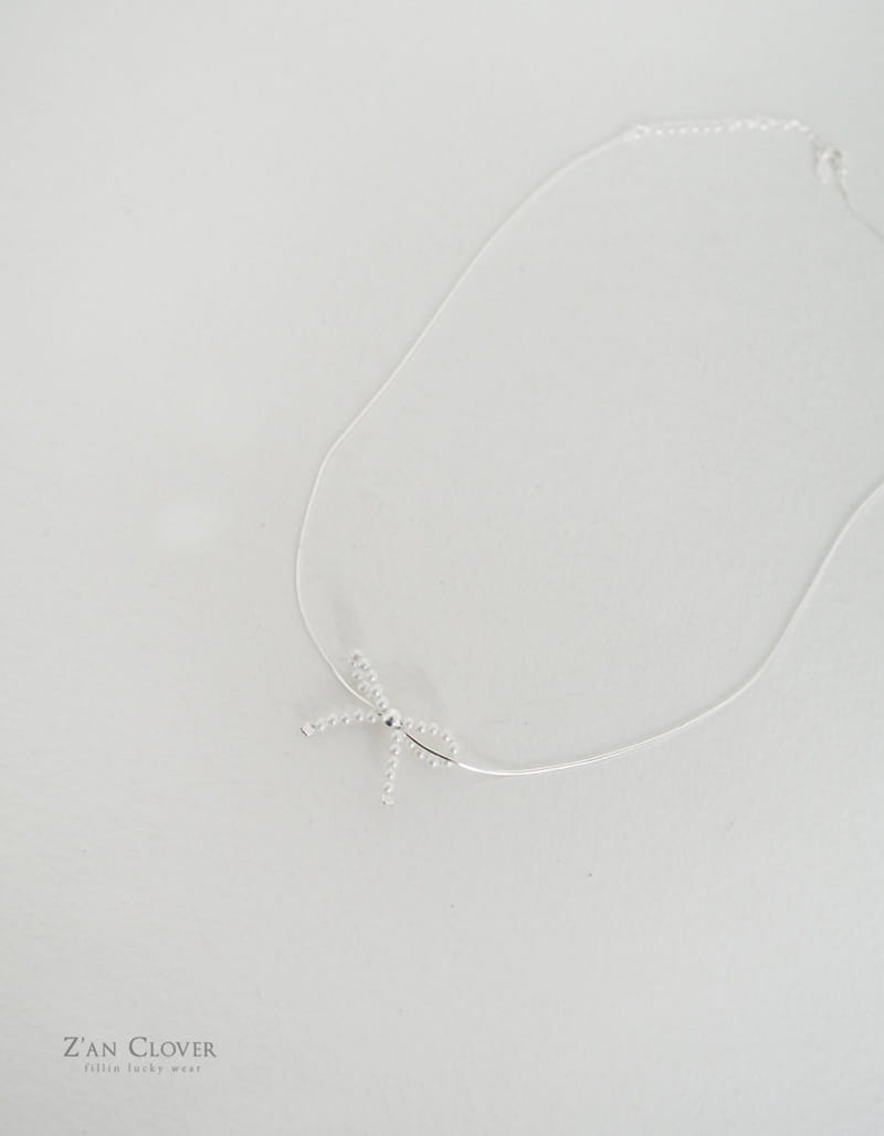 Zan Clover - Korean Children Fashion - #kidzfashiontrend - Silver Ribbon Necklace - 3