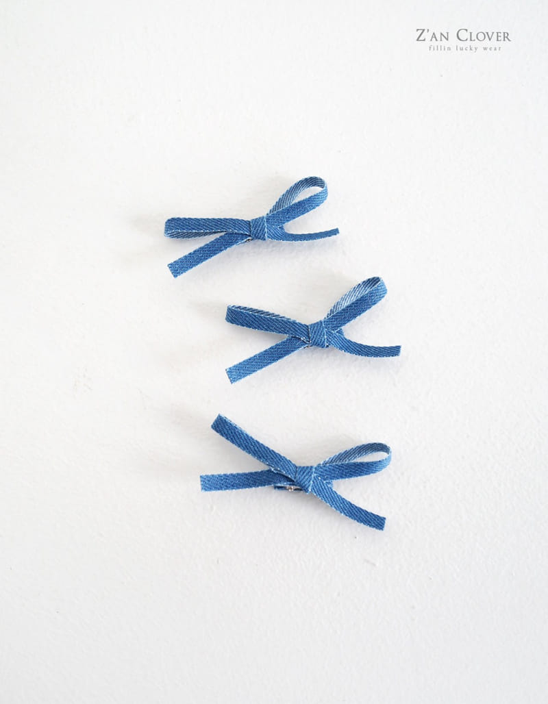 Zan Clover - Korean Children Fashion - #kidzfashiontrend - Denim Ribbon Pin Set - 6