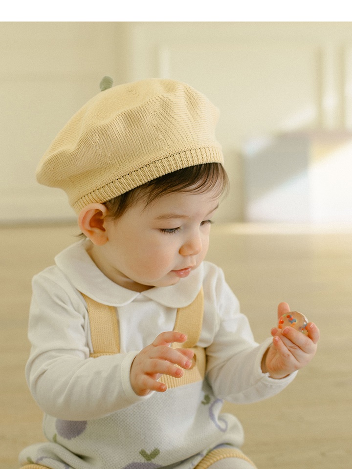 Yellow Berry Knit Baby Beret