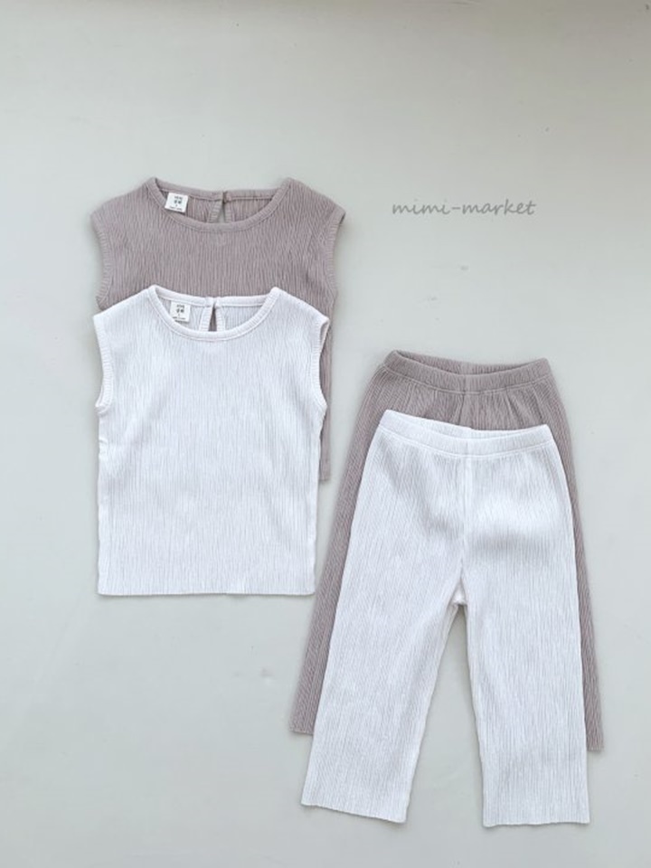Navi Wrinkle Top Bottom Set