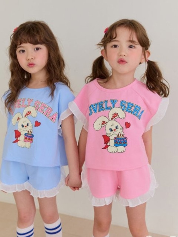 Logo Rabbit Frill Top Bottom Set