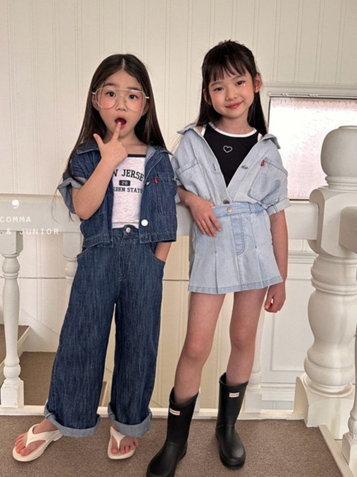 L Denim Crop Shirt