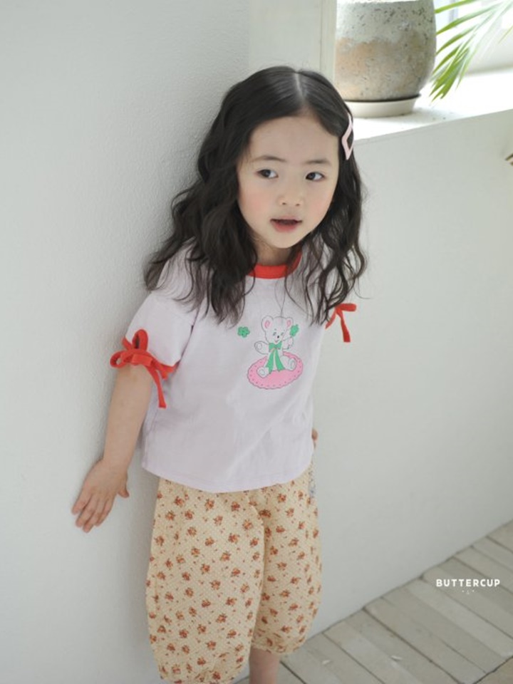Bear Ribbon Sleeve Tee