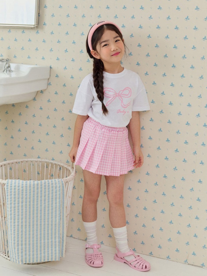 Latte Check Wrinkle Skirt