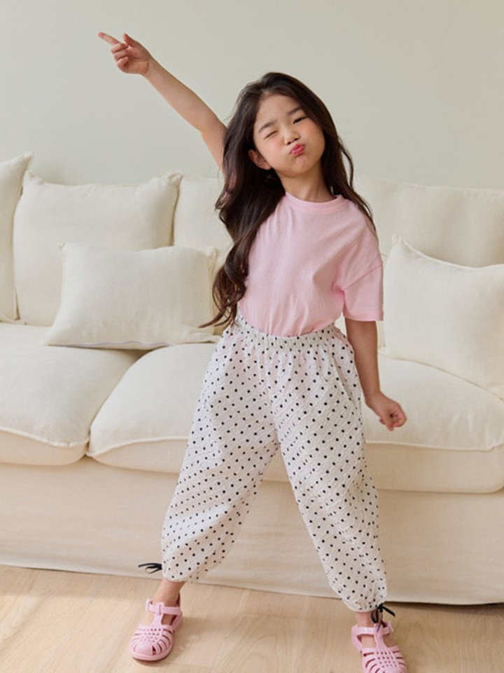 Dot Ribbon Baggy Pants