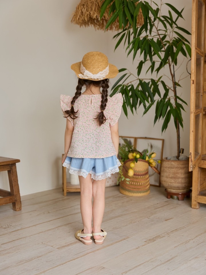 Flower Frill Square Blouse