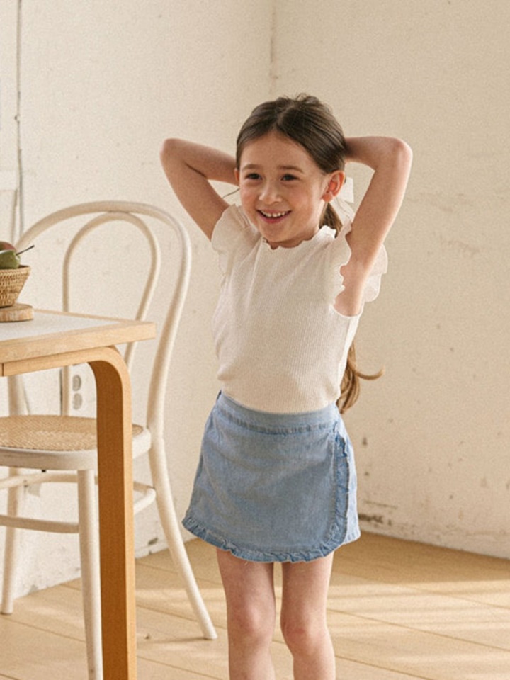 Denim Frill Wrap Pants