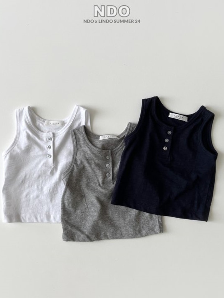Slub Button Sleeveless Tee