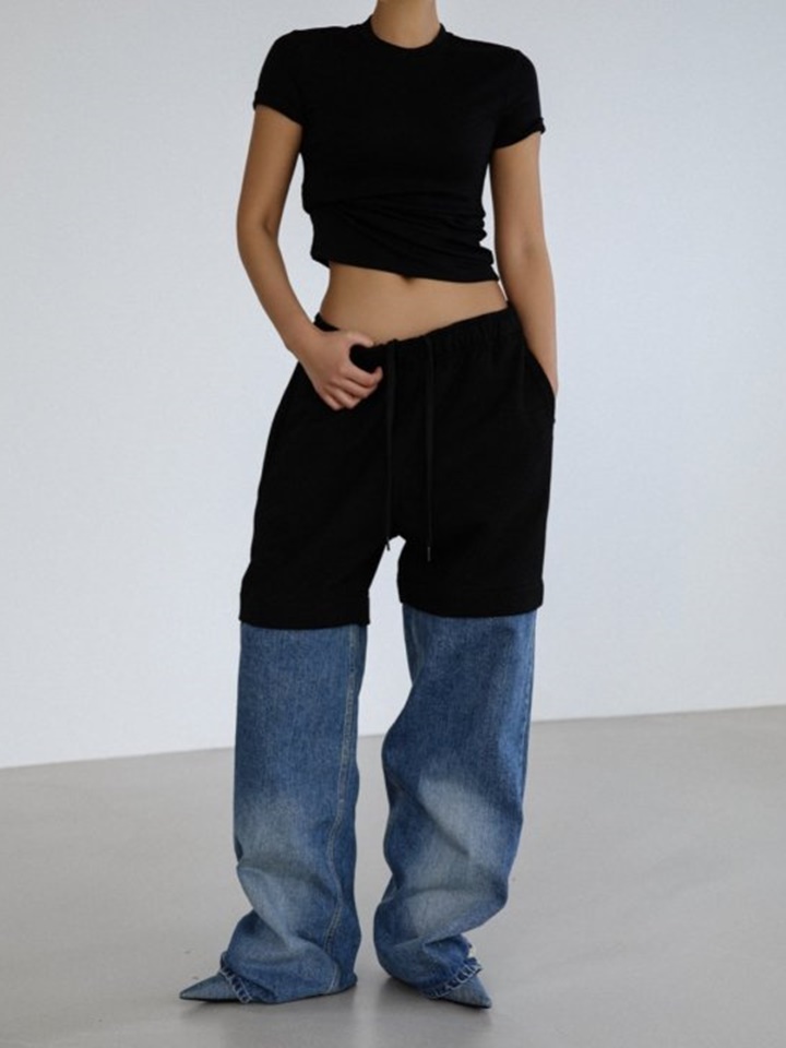 Ribbed Slim Crewneck Basic T Shirt