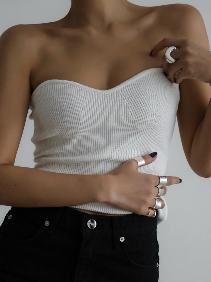 Volume Bust Tube Knit Top