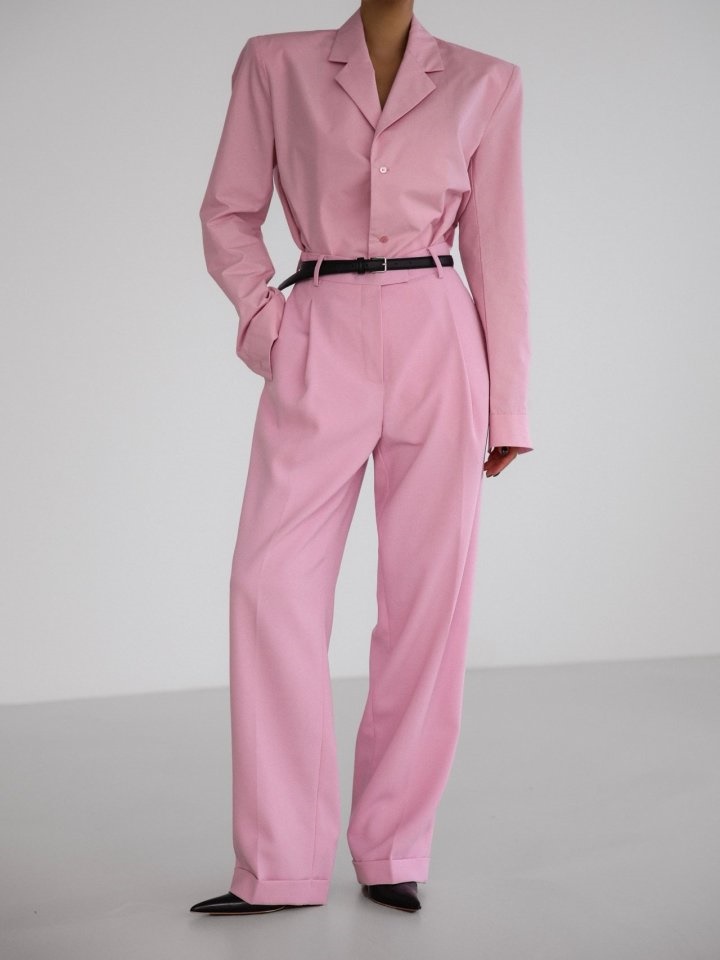 One Pleated Wide Rolled Up Trouser