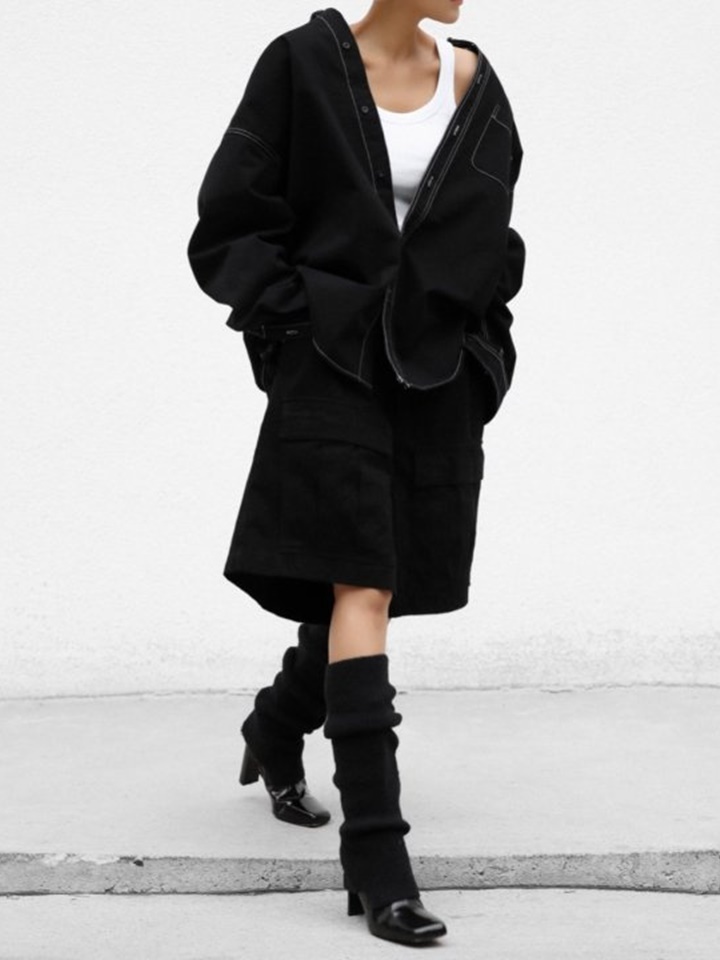 Washed C Oversized Stitch Button Down Shirt