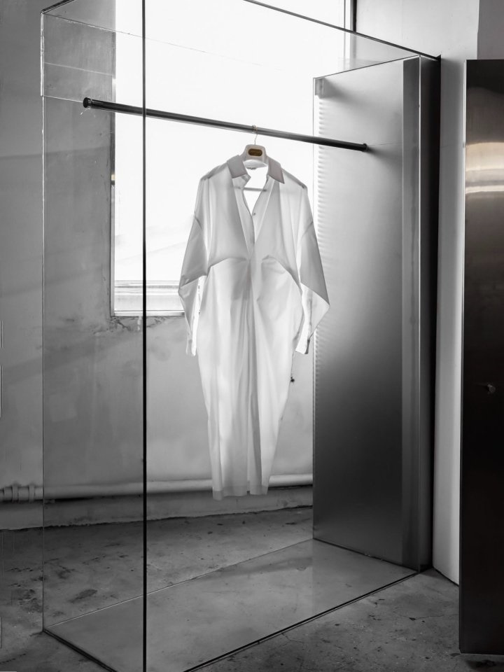 Front Gathered Oversized Shirt Dress