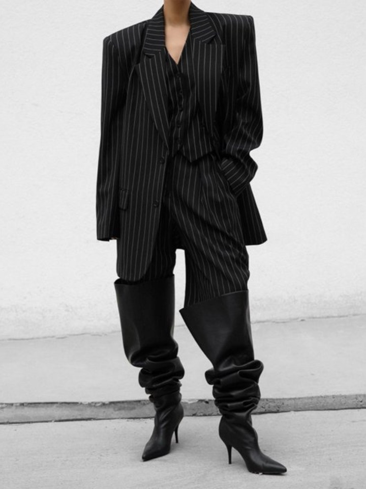 Wide Pin Stripe Set Up Suit Single Blazer