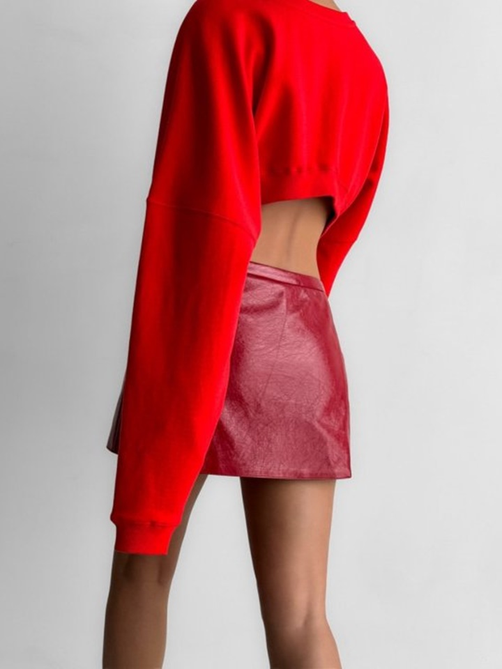 Back Unbalanced Cropped Detail Sweatshirt
