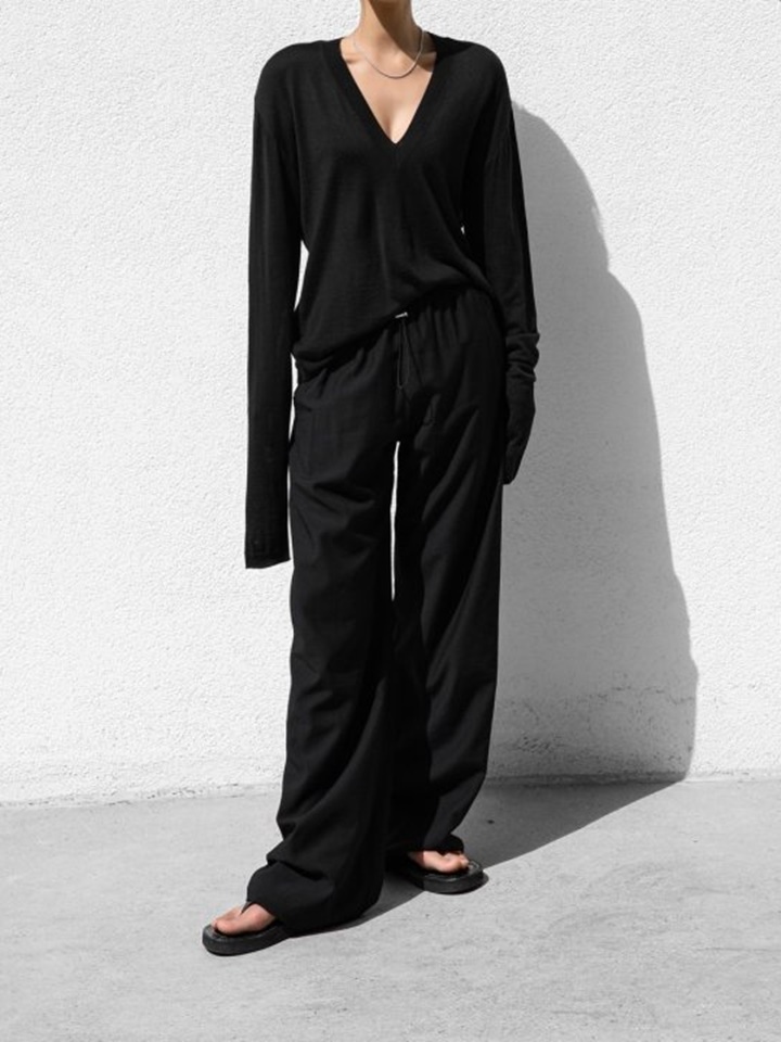 Banded Cozy Wide Trousers