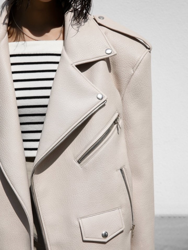 Oversized Chunky Zipped Vegan L Bike Jacket