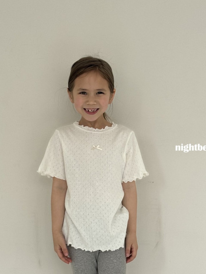 Eyelet Ribbon Short Sleeve Tee