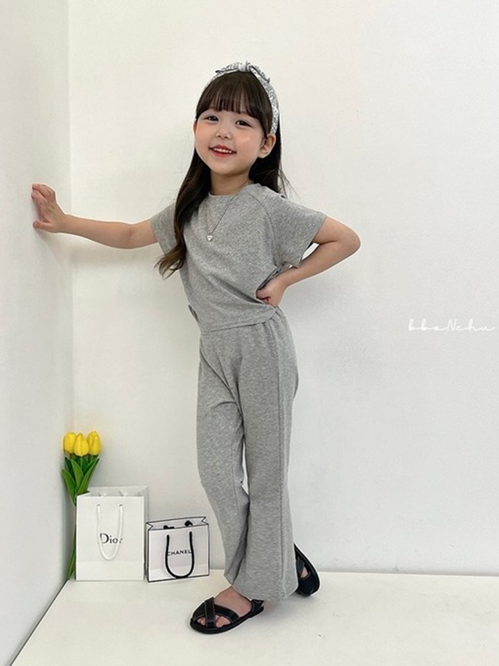 Shirring Raglan Top Bottom Set